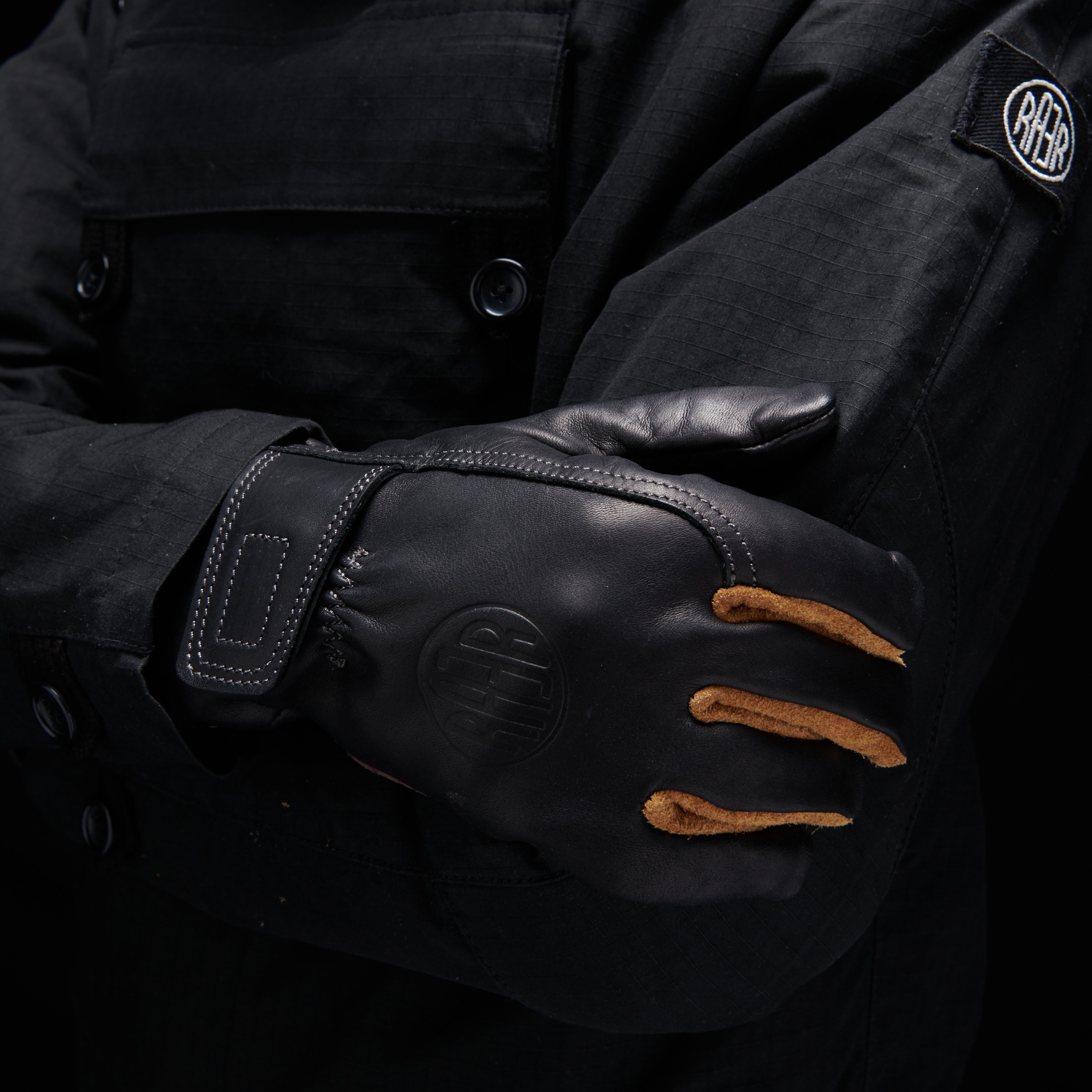 APPLE gant cuir hiver NOIR