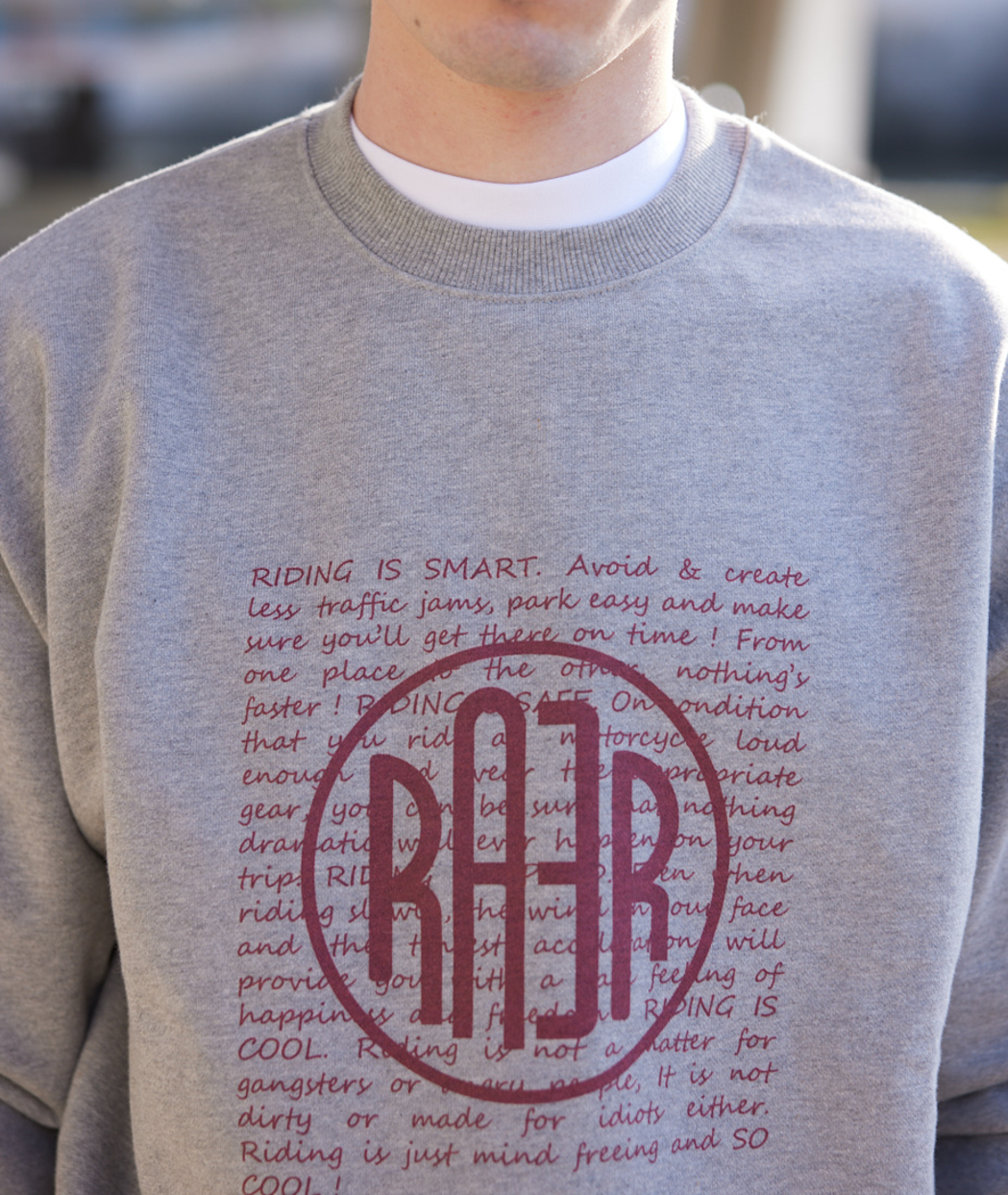 Sweat col rond OVERSIZE motif 4TEE GRIS CHINE