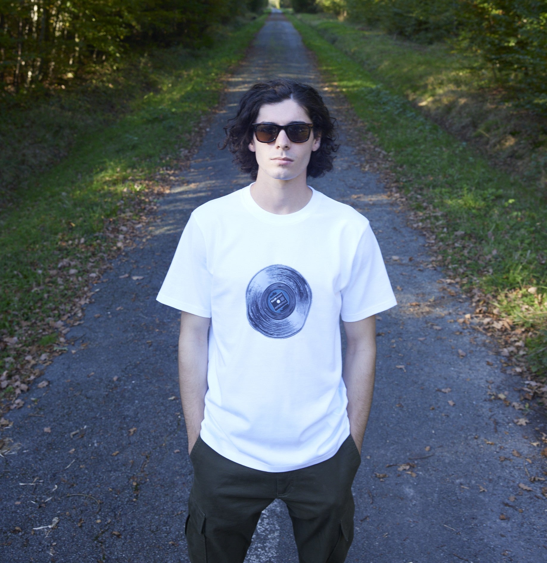 Tee shirt MC REGULAR motif VINYL BLANC