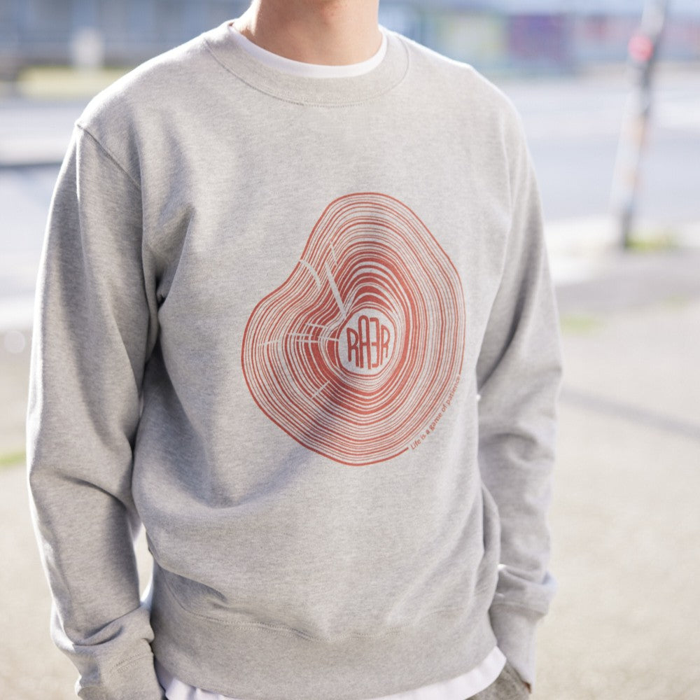 Sweat col rond OVERSIZE motif LIFE GRIS CHINE