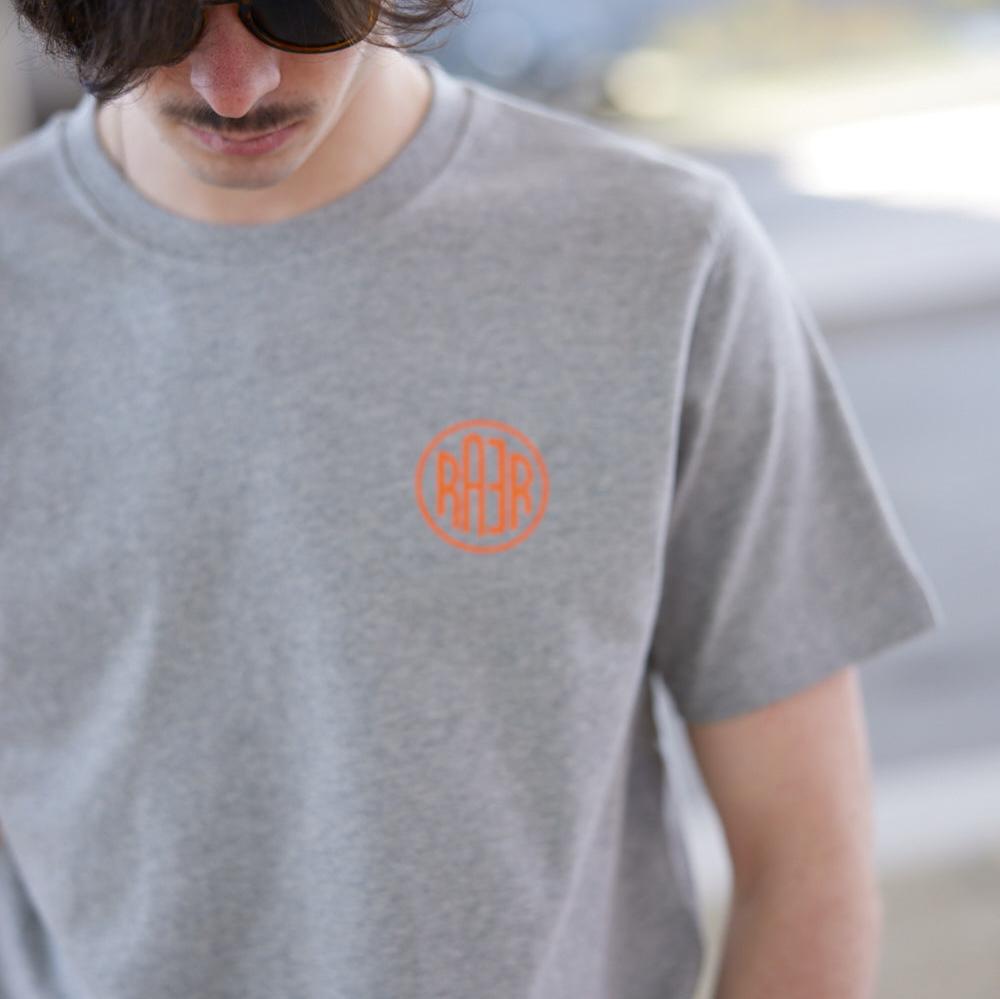 Tee-shirt MC REGULAR motif ORIGINAL GRIS CHINE & BLEU