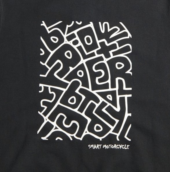 Sweat capuche REGULAR motif HANDSCRAFT NOIR VINTAGE