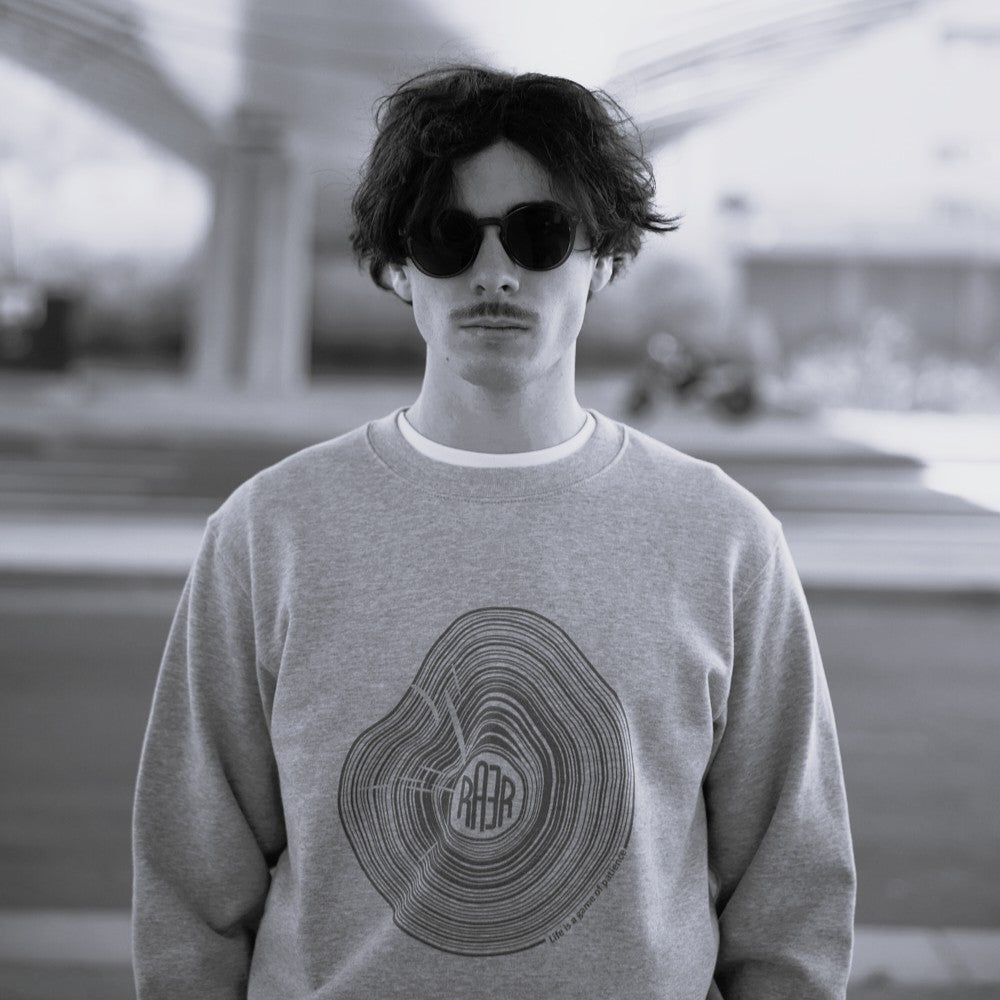 Sweat col rond OVERSIZE motif LIFE GRIS CHINE